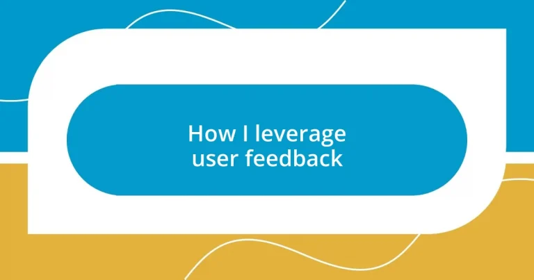 How I leverage user feedback