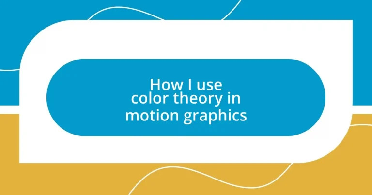 How I use color theory in motion graphics