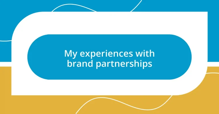 My experiences with brand partnerships